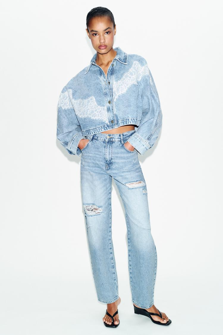 Z1975 CROPPED LACE DENIM JACKET