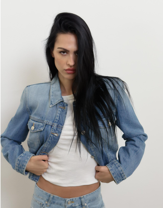 TRF DENIM JACKET WITH SHOULDER PADS