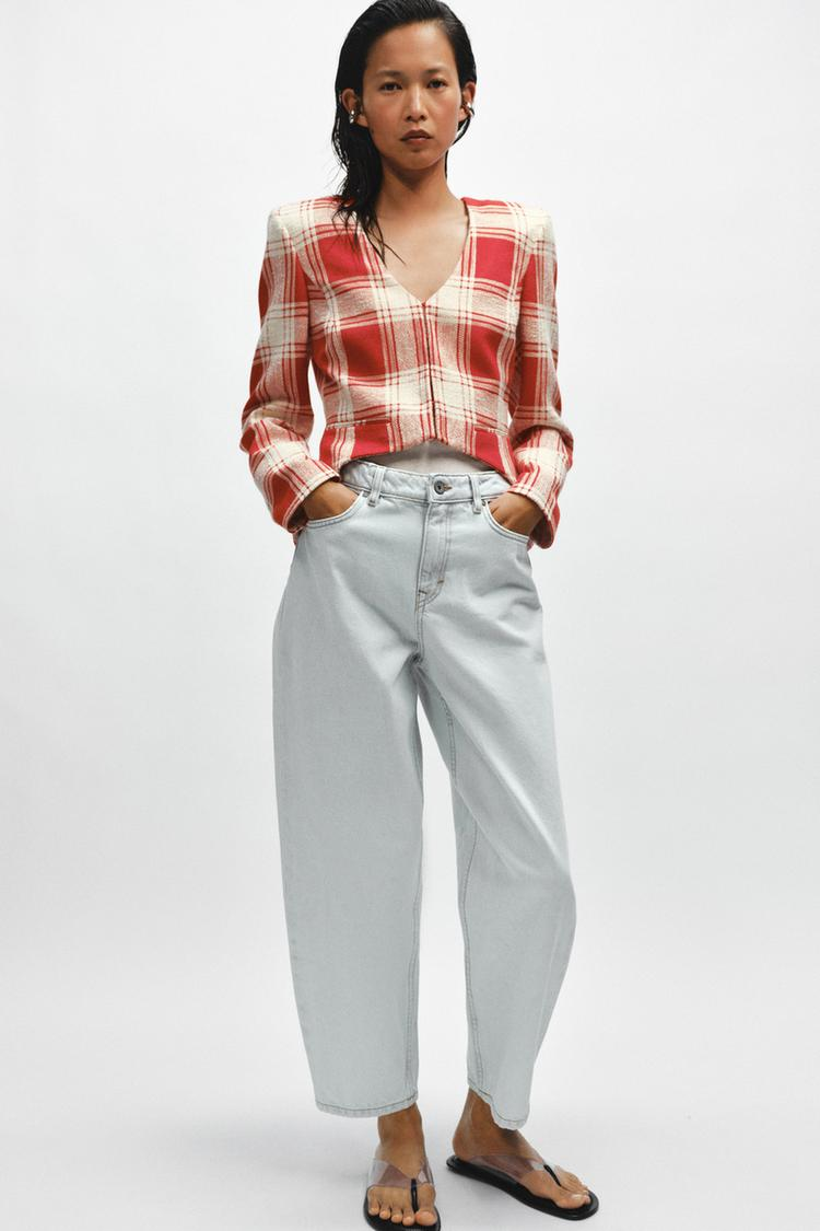 ZW COLLECTION FITTED CHECK JACKET