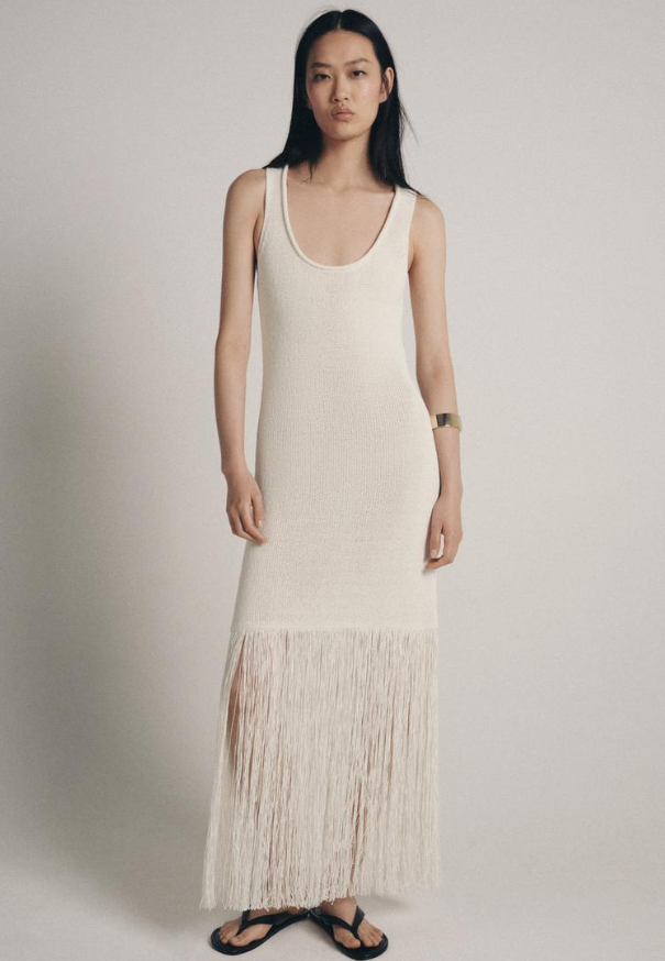 FRINGED KNIT DRESS