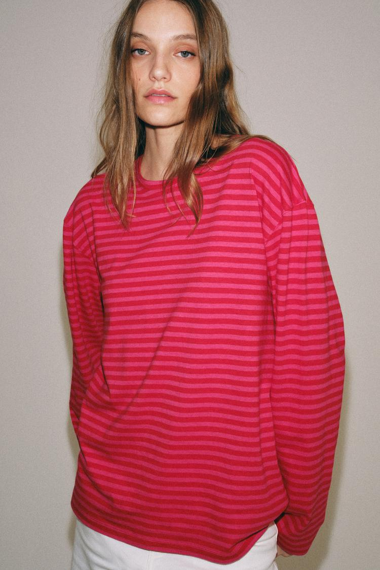 STRIPED COTTON AND LINEN T-SHIRT